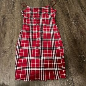 Red flannel patterned dress